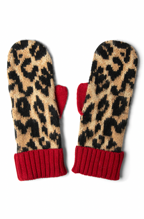 Leopard Mittens in Fluffy Yarn